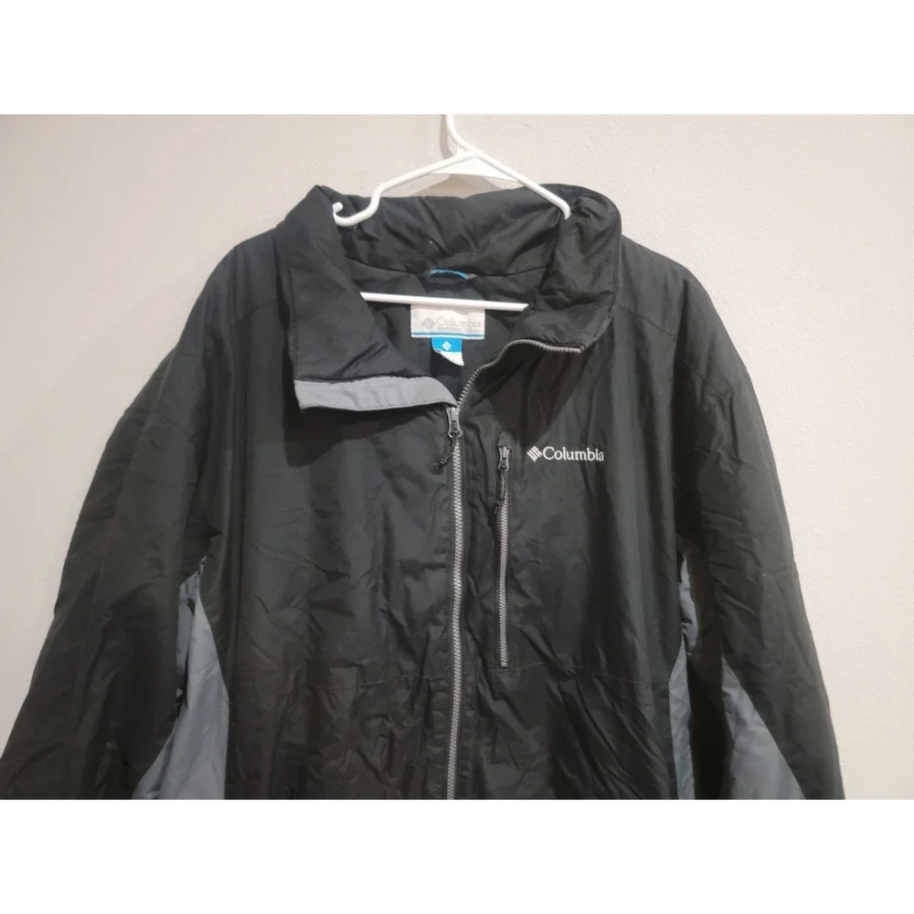Columbia Waterproof Breathable Men's Size XXL Black Gray Fill Zip Ski Jacket VTG